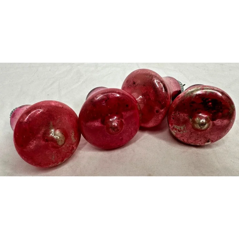 VTG Shiny Brite Glass Bell Christmas Ornaments Pink Set 4